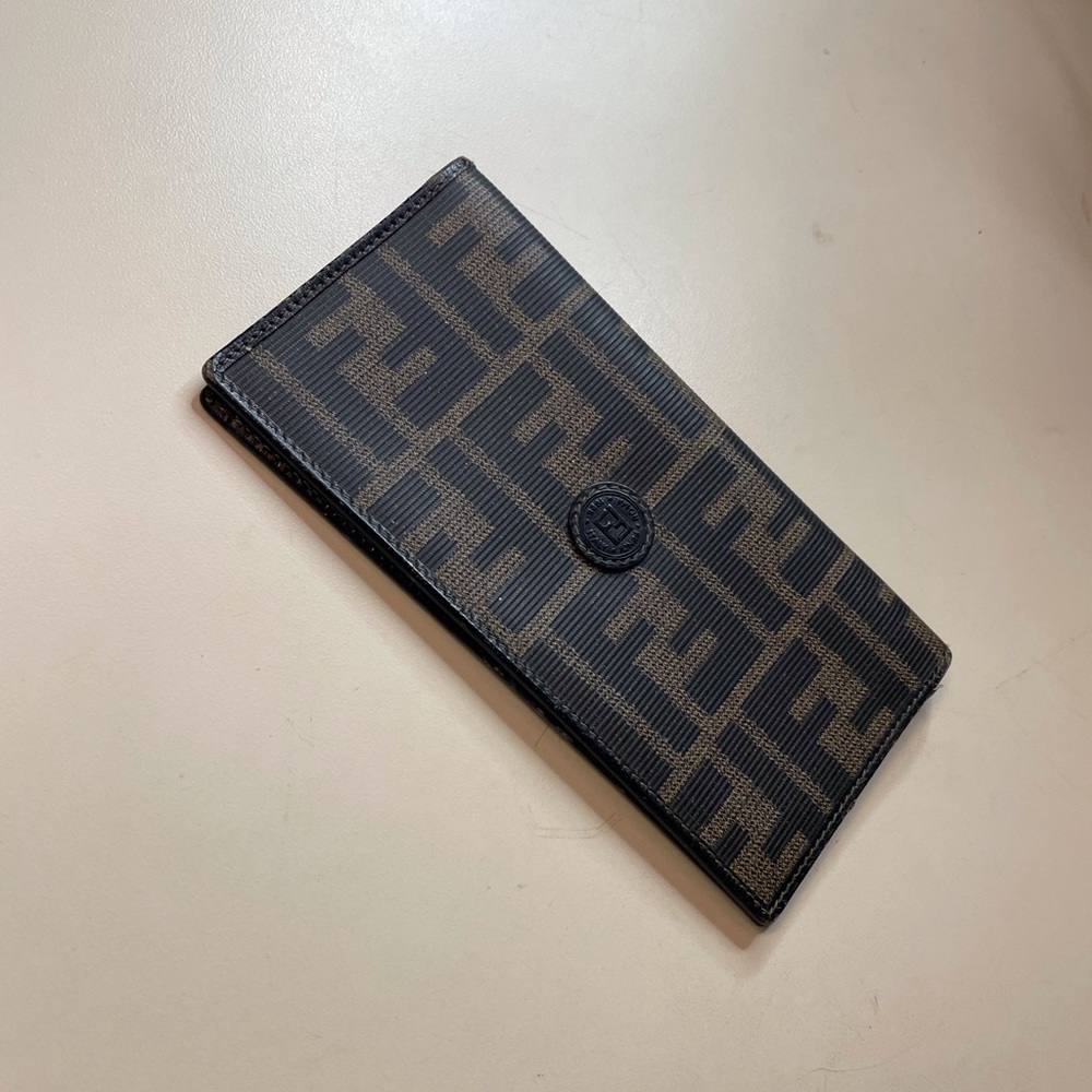 Fendi Brown and Black Checkbook/Clutch